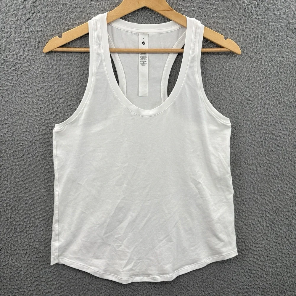 Lululemon Love Tank Top Women 10 White Pima Cotton Racerback Athletic Lot Of Two